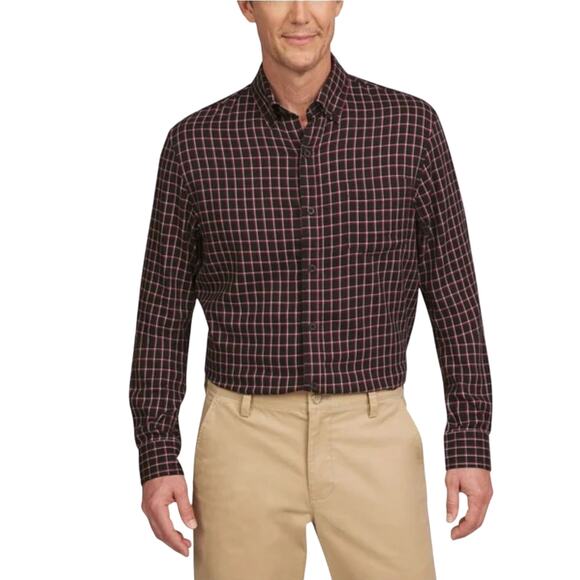 Lands' End Men's Brushed Twill Button-Down Shirt in Red Size XL - Picture 1 of 5